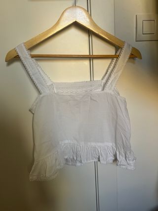 Top blanco de algodón S-M