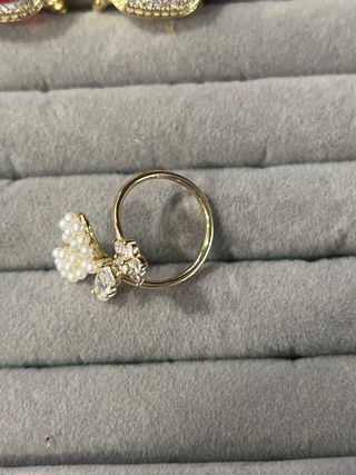 Anillo XP Perlas y Circonitas Baño Oro 14K Talla 6