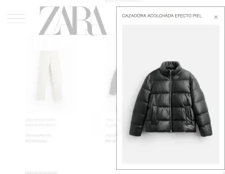 Cazadora acolchada efecto piel negra