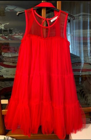 Vestido de tul rojo elegante