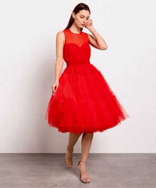 Vestido de tul rojo elegante