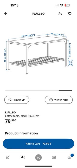 Mesa de centro Fjällbo IKEA