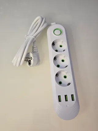 Prolunga Elettrica 2m con 3 Prese + 3 USB