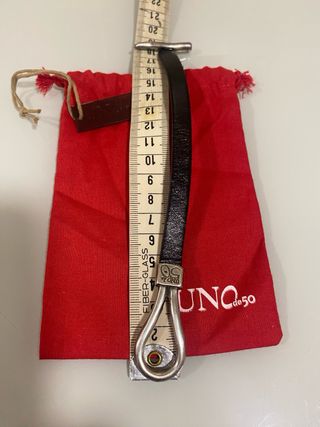 Pulsera Uno de 50 Cuero y Plata