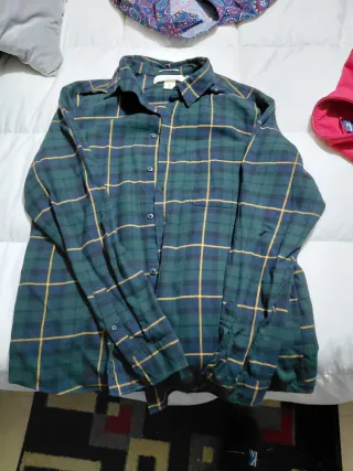 Camisa de cuadros verde y amarilla