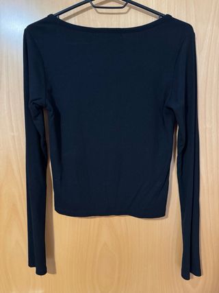 Jersey Forever 21 Negro Manga Larga Botones