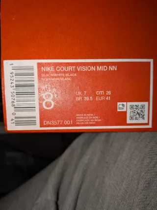 Nike Court Vision Mid NN Negro Blanco