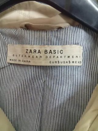 Gabardina Zara Básica Talla S Beige