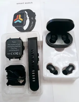 Lote Smartwatch y Auriculares Bluetooth