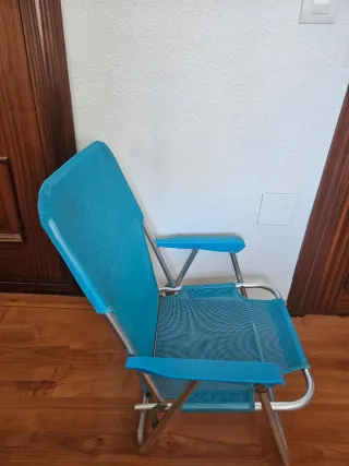 Silla de playa plegable azul