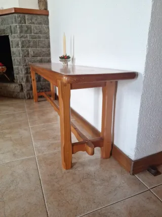 Banqueta madera maciza estilo colonial