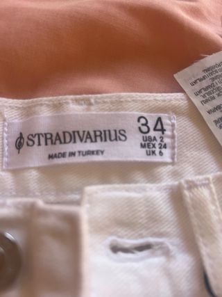 Pantalón Crop Stradivarius Blanco Talla S/34