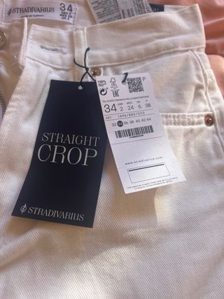 Pantalón Crop Stradivarius Blanco Talla S/34