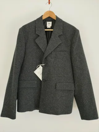 Blazer Zara Lana Manteco Gris