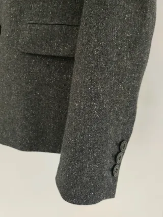 Blazer Zara Lana Manteco Gris