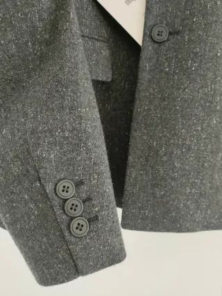 Blazer Zara Lana Manteco Gris