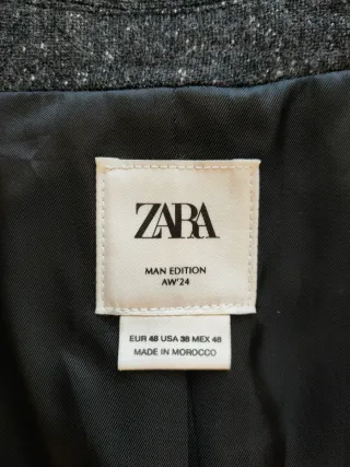 Blazer Zara Lana Manteco Gris