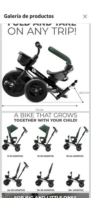Triciclo Kinderkraft gris evolutivo