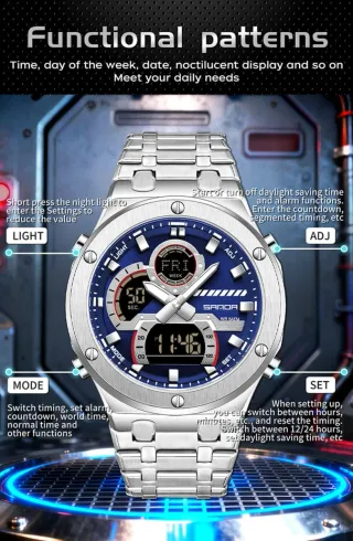 Reloj Sanda Hombre Azul y Plateado