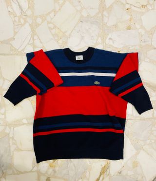 Felpa Lacoste vintage righe blu rosse