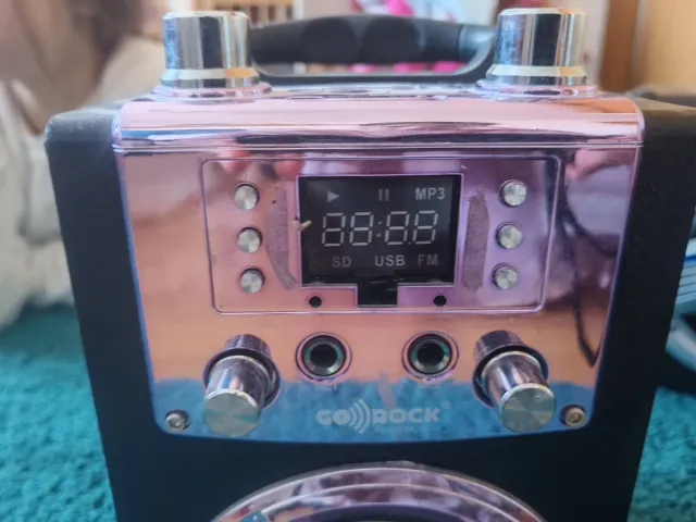 Altavoz Karaoke Negro y Plateado