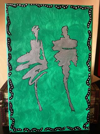 Lienzo pintado a mano figuras grises