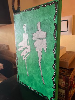 Lienzo pintado a mano figuras grises