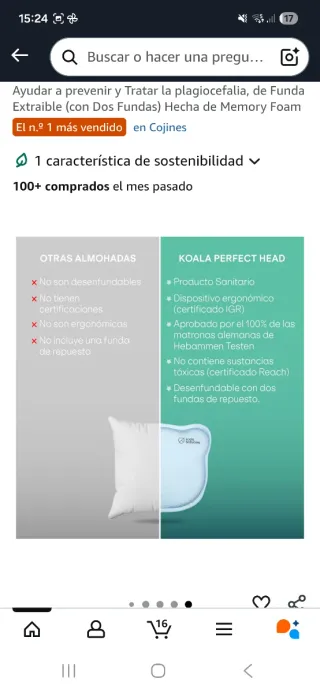 Almohada bebé plagiocefalia Koala Babycare