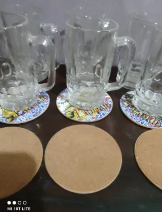 Set 6 Bicchieri e  6 Sottobicchieri