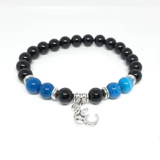 Bracciale pietra onice nera blu elastico
