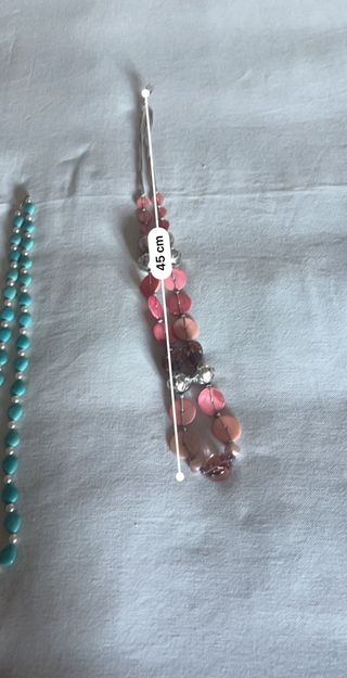 2 collane perle rosa e turchese