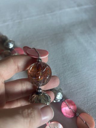 2 collane perle rosa e turchese