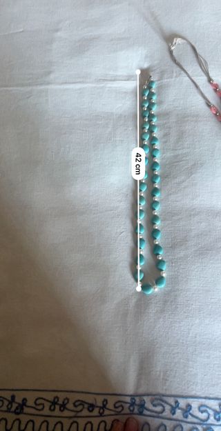 2 collane perle rosa e turchese