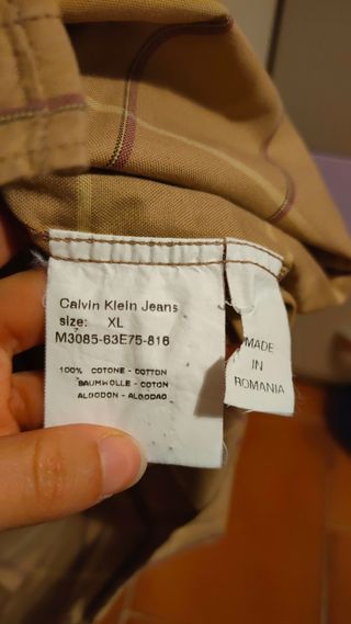 Camicia Calvin Klein Jeans Beige a Quadri