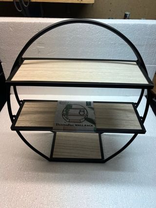 Scaffale da parete rotondo in metallo e legno