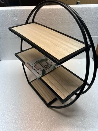 Scaffale da parete rotondo in metallo e legno