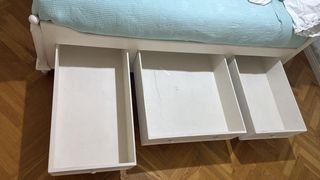 Cama blanca madera con 3 cajones