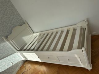 Cama blanca madera con 3 cajones