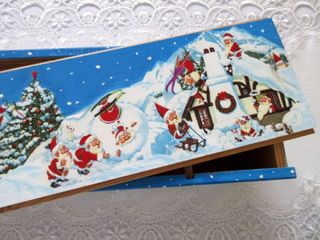 Scatole legno decorate. Porta bottiglia 37x11x12cm