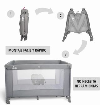 Cuna de viaje gris para bebé