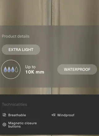 Chaqueta Oysho impermeable extraligera 10K