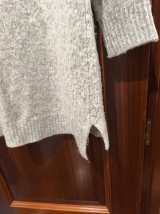 Chaqueta larga punto Zara gris