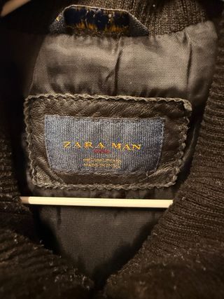 Chaqueta Zara Piel Negra Hombre
