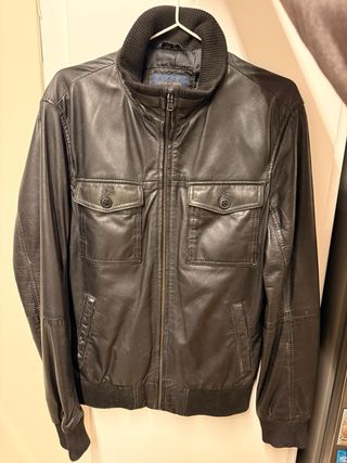 Chaqueta Zara Piel Negra Hombre