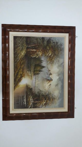 Quadro paesaggio con montagne e fiume