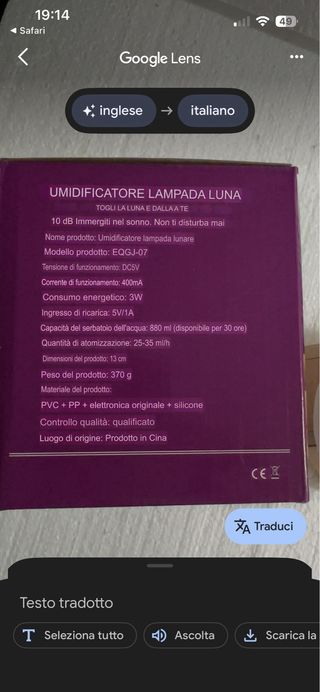 Diffusore Lampada Luna