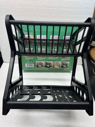 Scolapiatti a 2 livelli in plastica nera