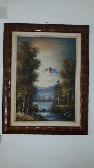 Quadro paesaggio montagna fiume