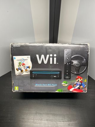 Nintendo Wii Mario Kart Pack con Scatola + un gioc