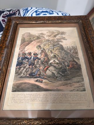 Grabado antiguo coloreado a mano